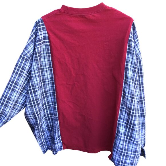 Reworked Flannel Shirt, Size XL-2XL: Upcycled Oversized Table Rock Lake Graphic - Picture 3 of 9